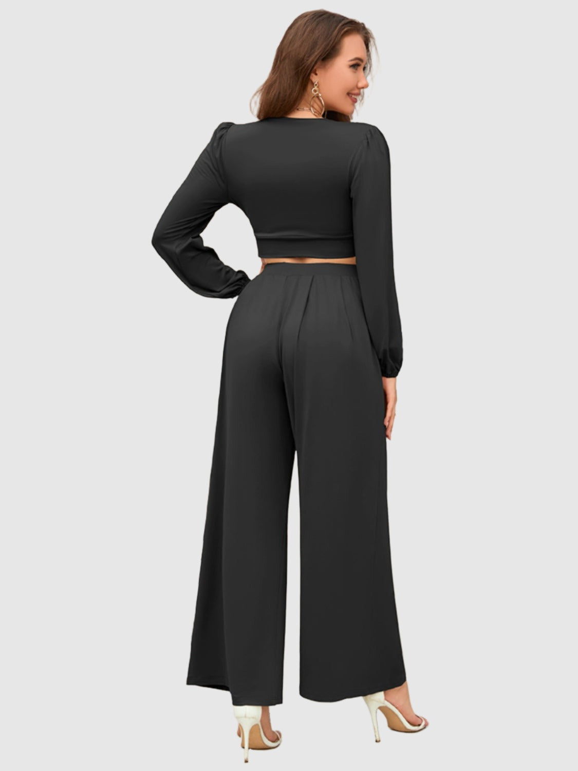 crop top and wide leg pants set