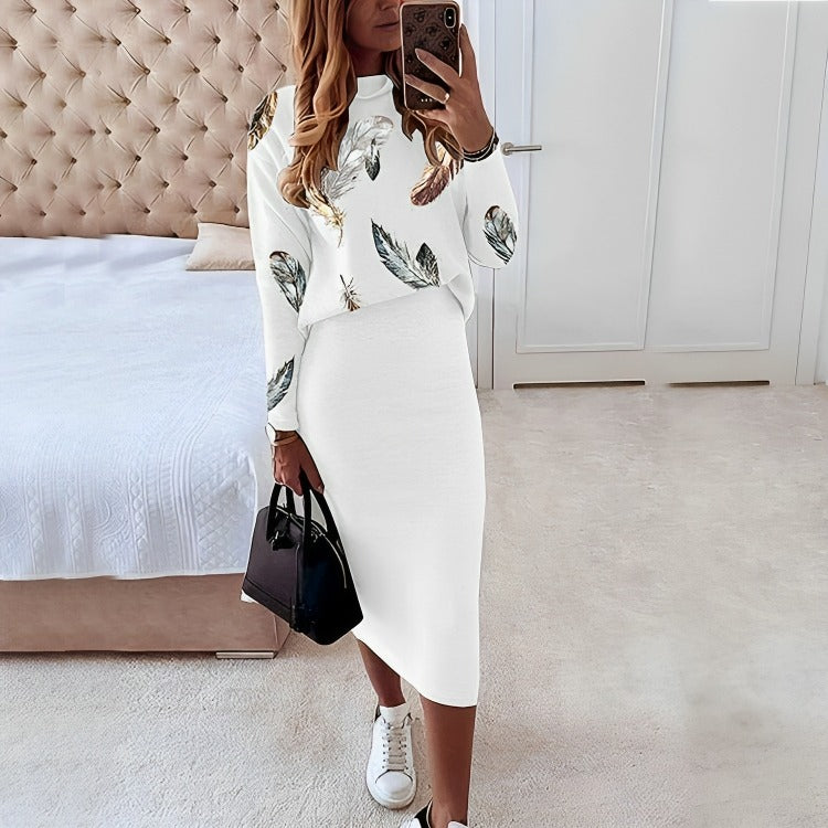 top and skirt set White