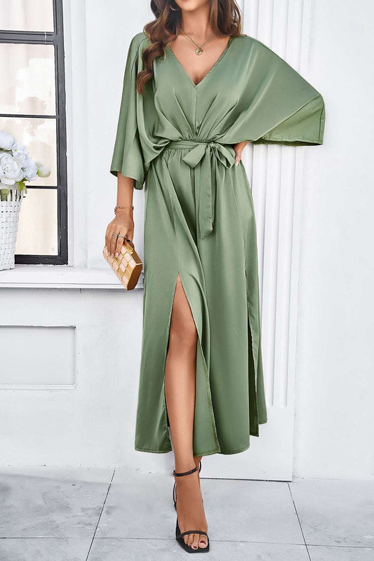 3/4 sleeve dress for wedding guest