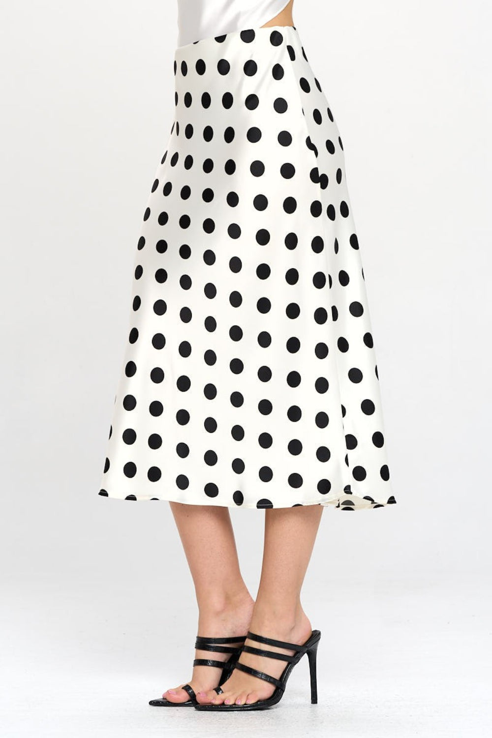 polka dot midi skirt