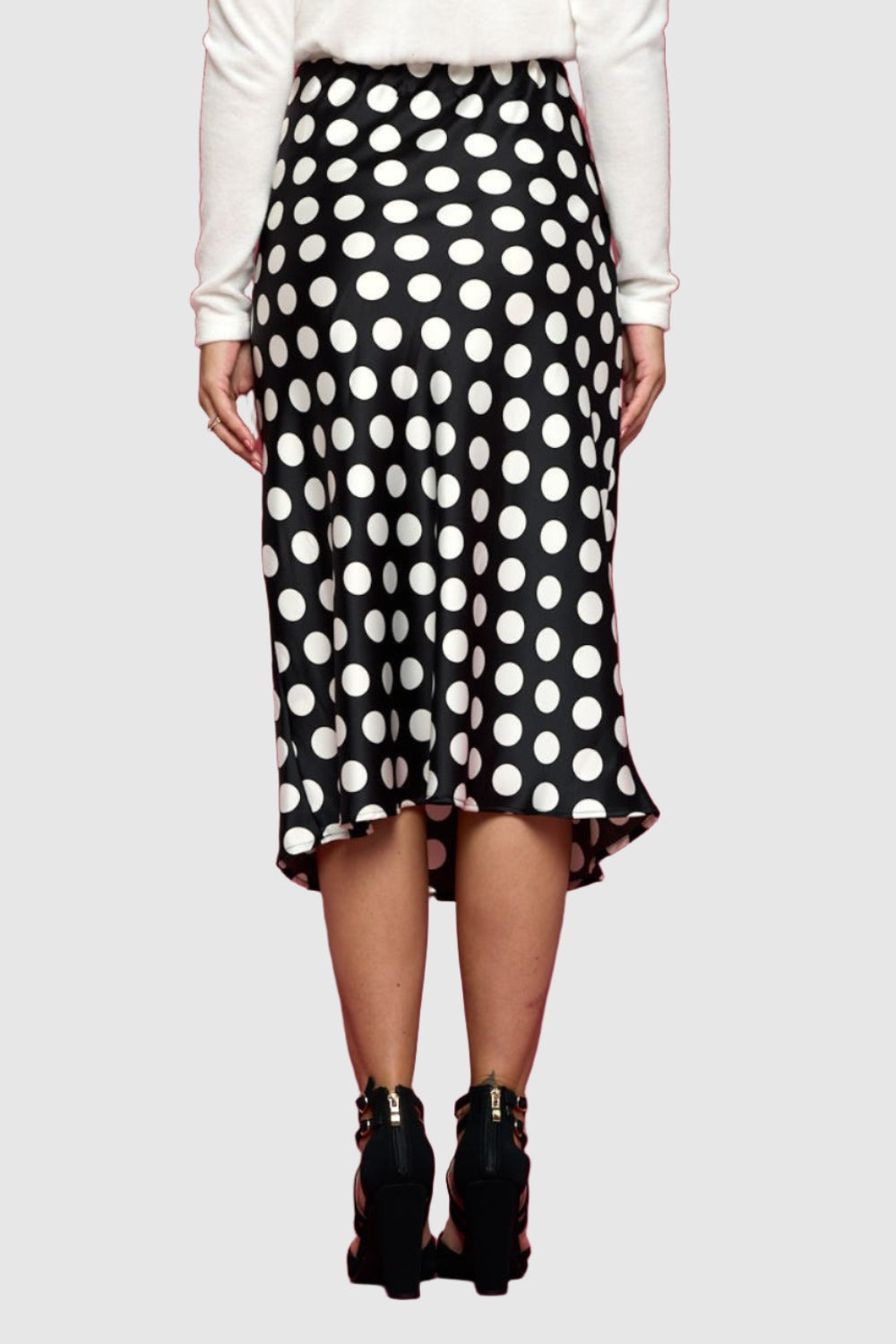 polka dot midi skirt