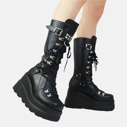 goth black platform boots