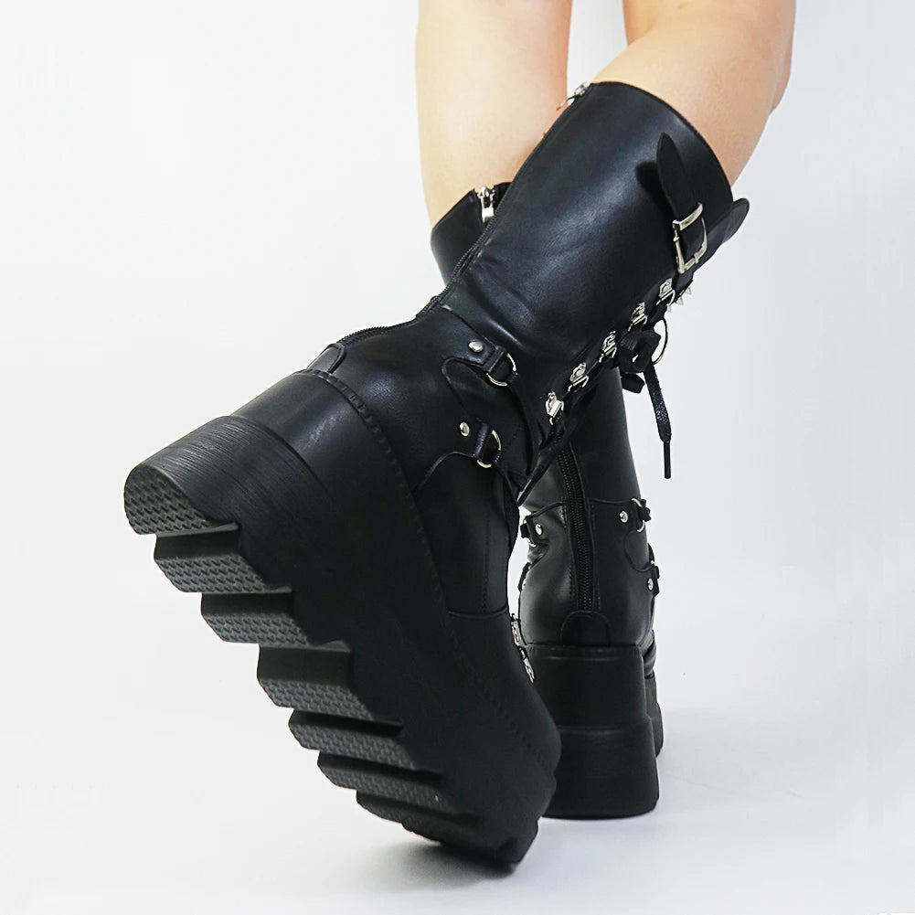 goth black platform boots