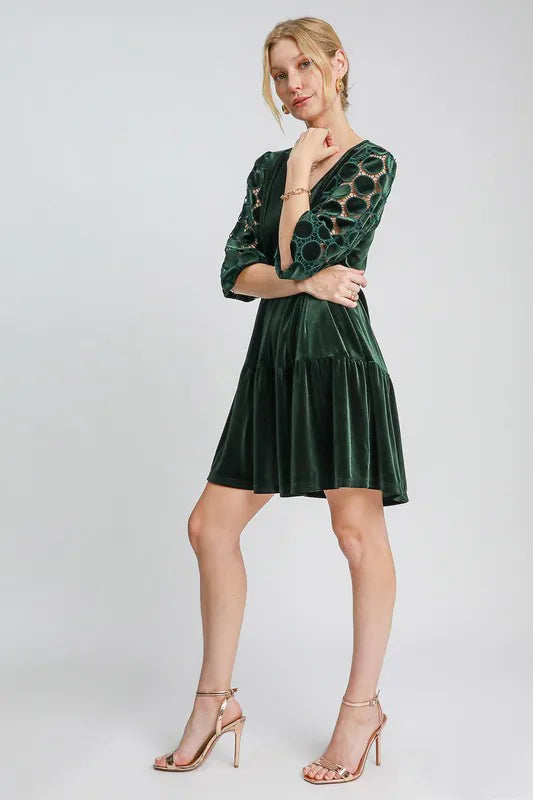 green velvet dress long sleeve