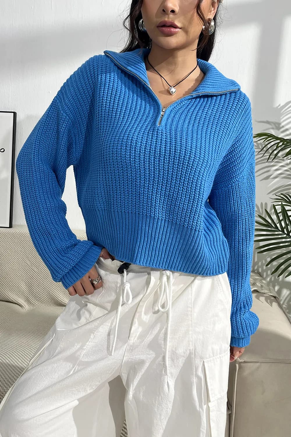 half zip sweater Sky Blue