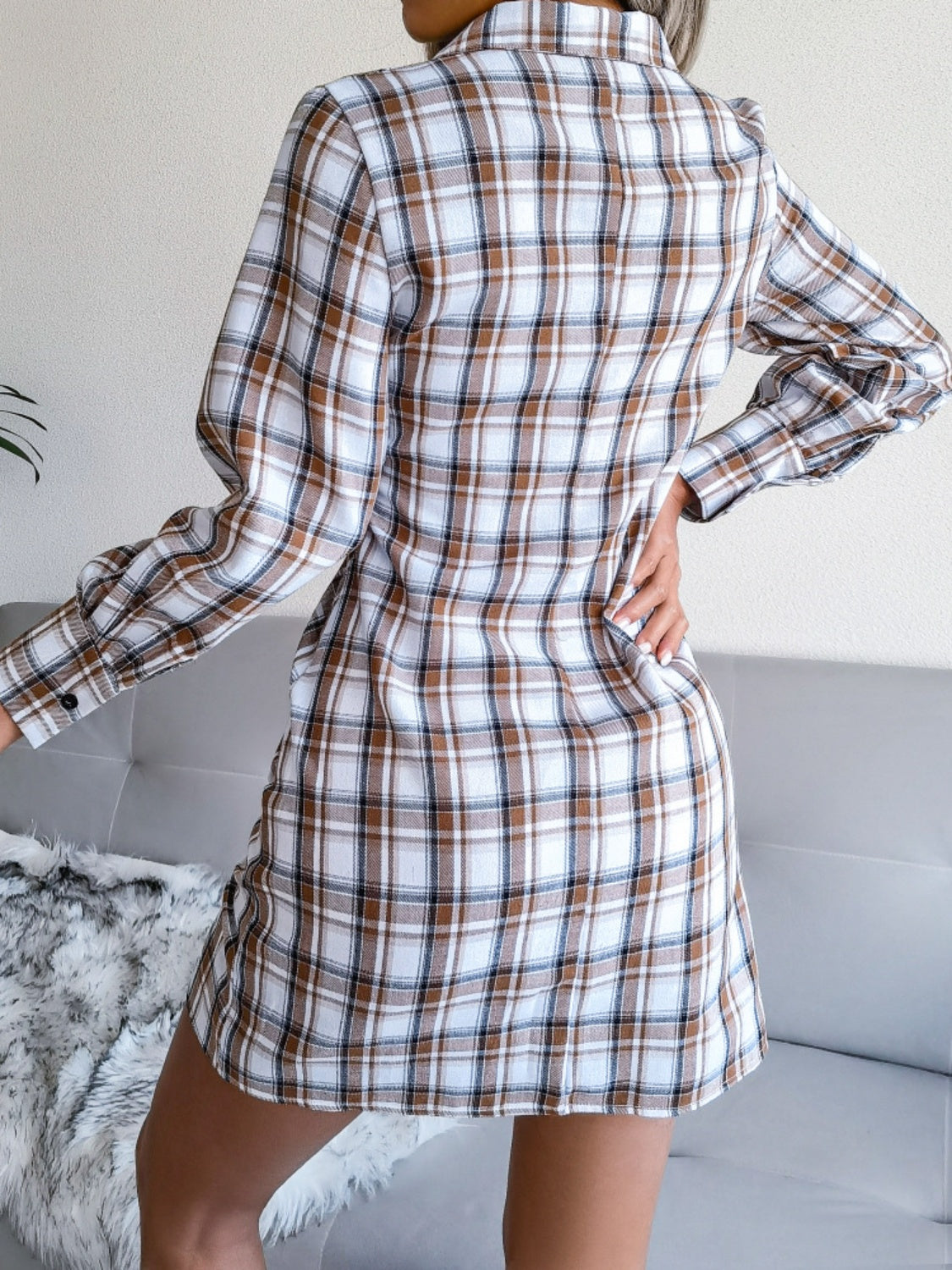 long sleeve mini shirt dress