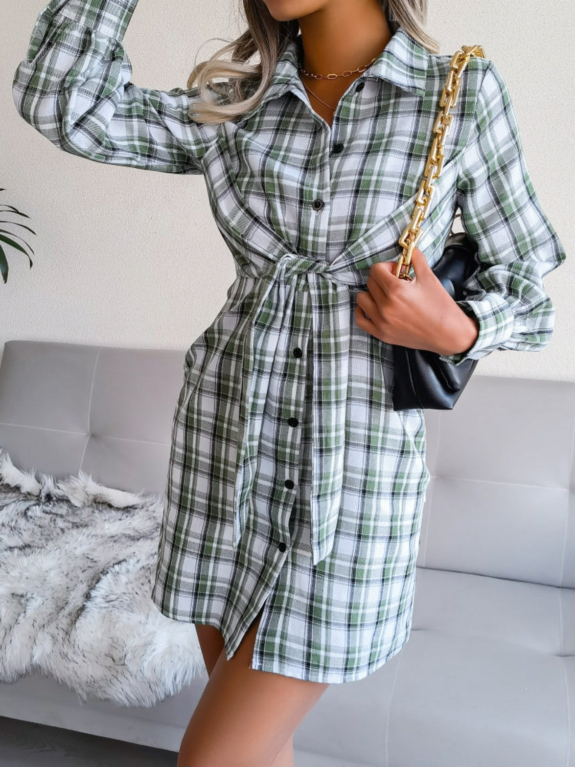 long sleeve mini shirt dress