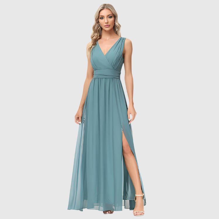 empire waist maxi dress Blue