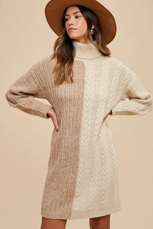 long sleeve turtle neck sweater dress