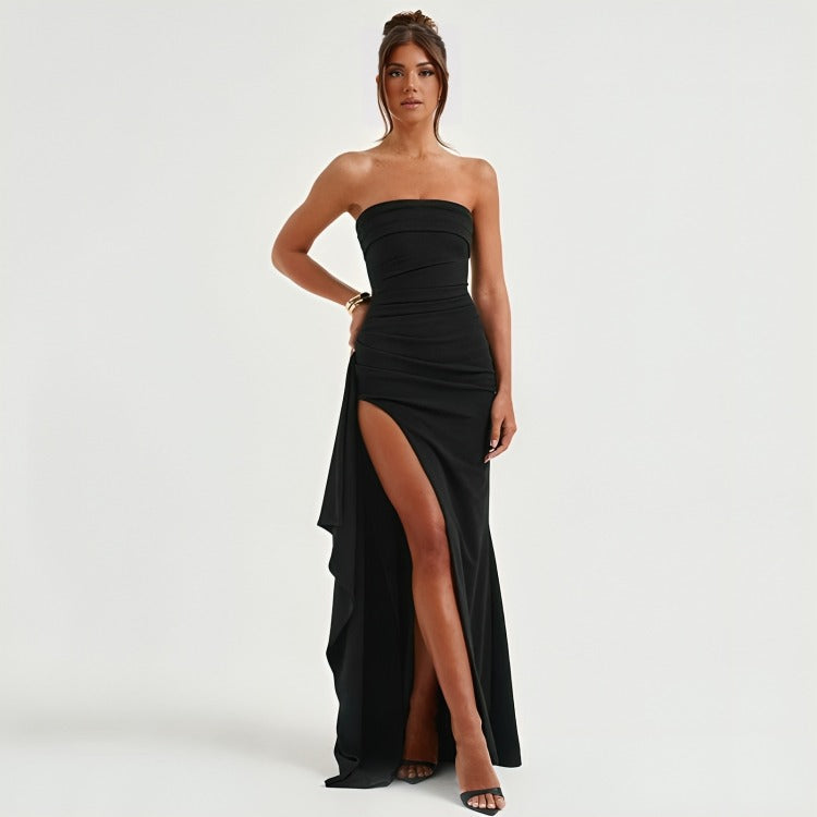 strapless formal gown Black