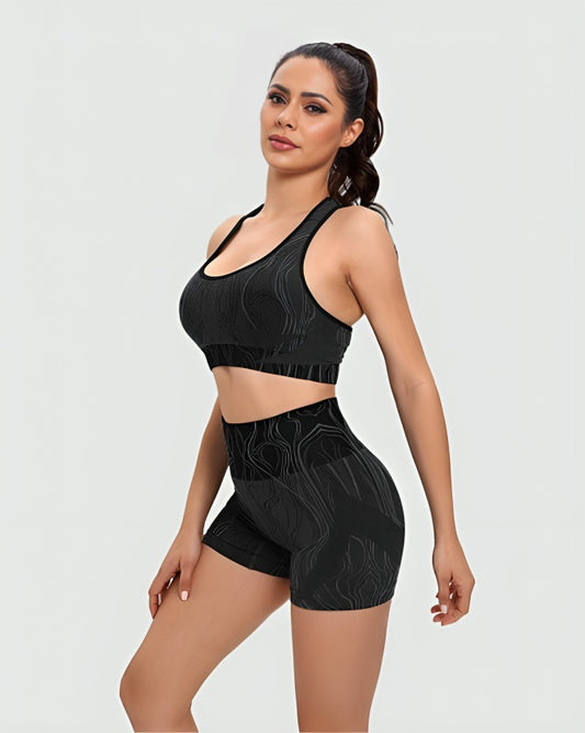 matching workout sets Black bra shorts