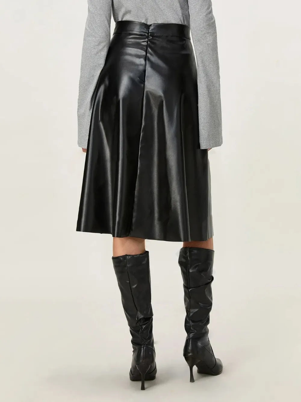 midi faux leather skirt