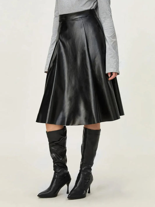 midi faux leather skirt