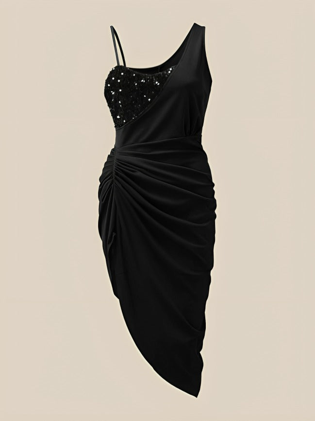 one shoulder dress evening Black