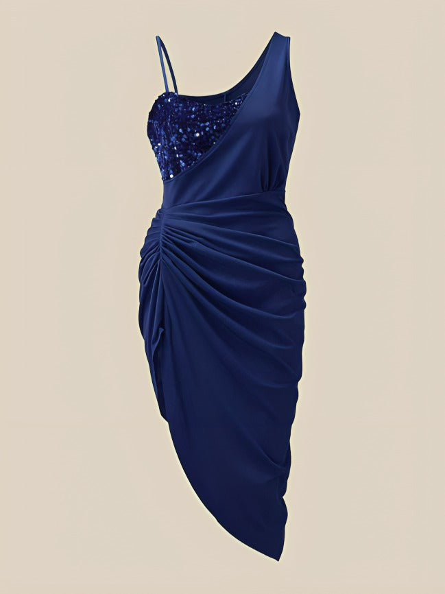 one shoulder dress evening Dark Blue