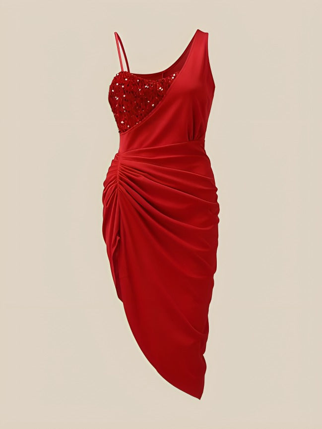 one shoulder dress evening Red