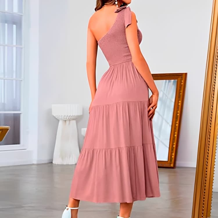 one shoulder summer dress Rose