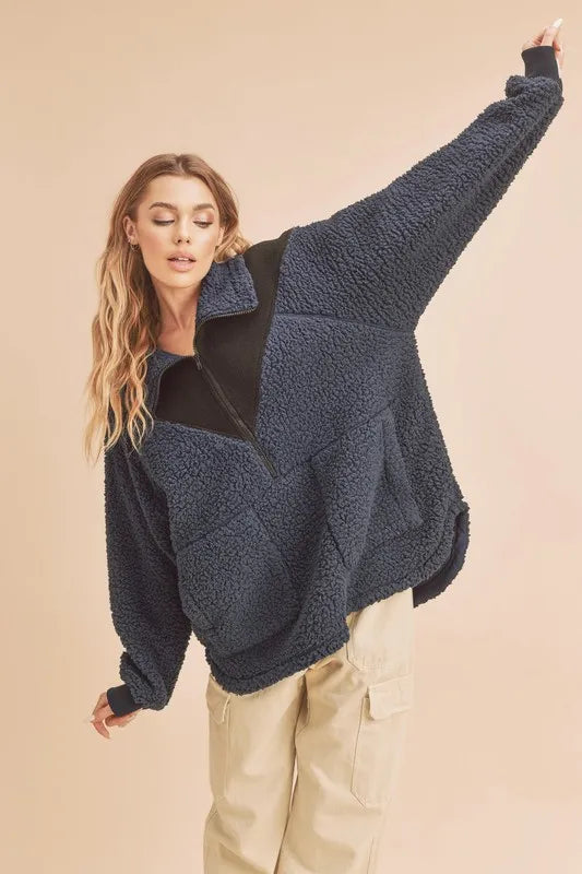 oversized fleece sweatshirt women