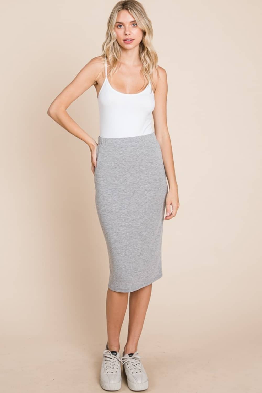 pencil skirt with elastic waistband