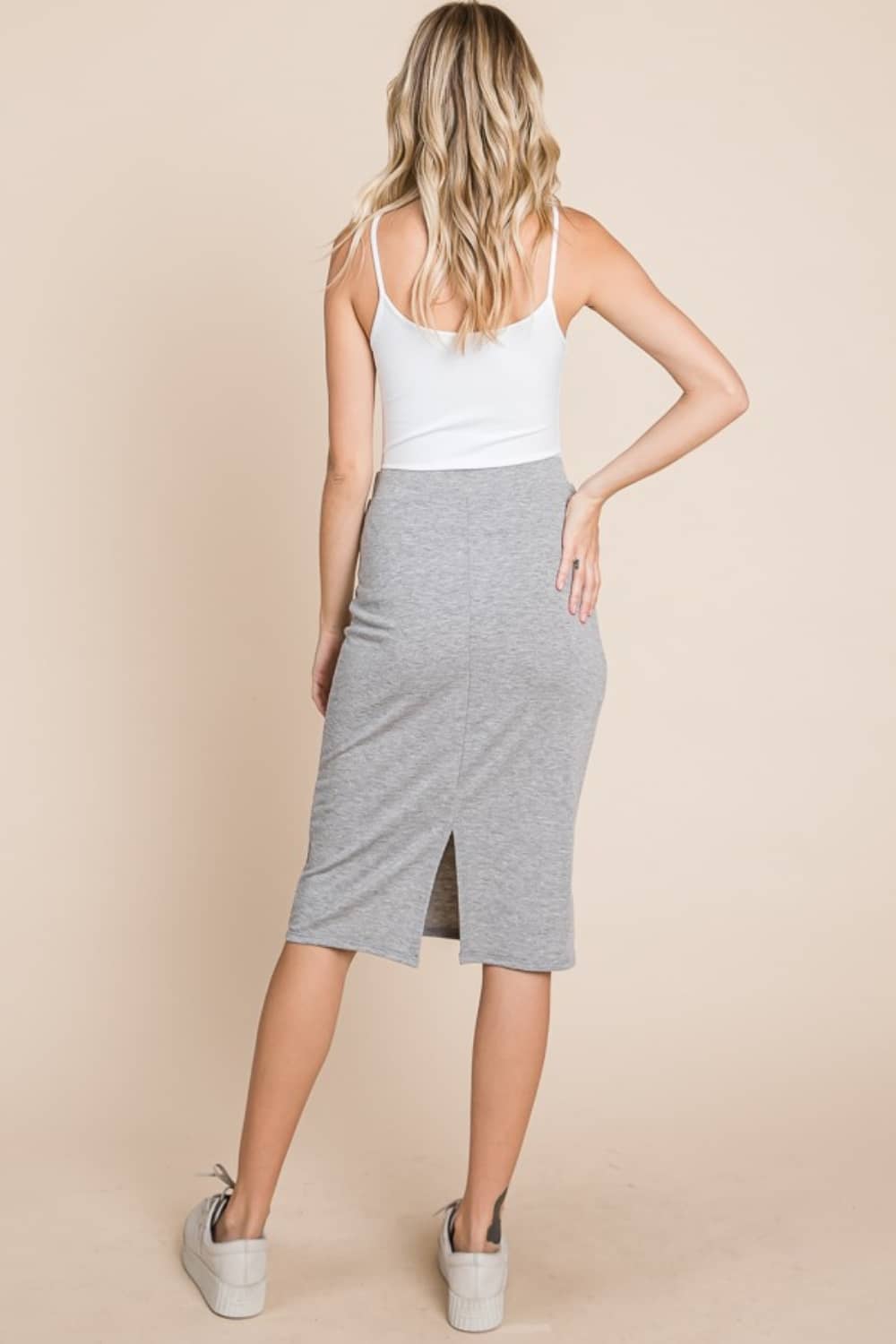 pencil skirt with elastic waistband