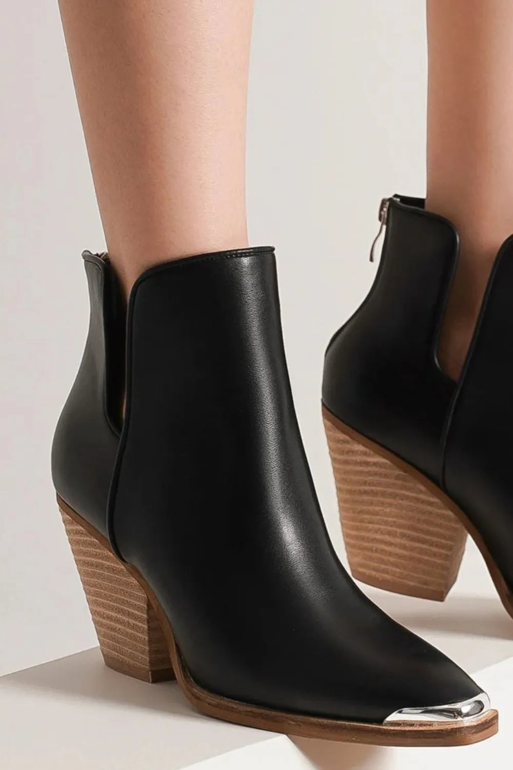 pointed toe ankle boots chunky heel