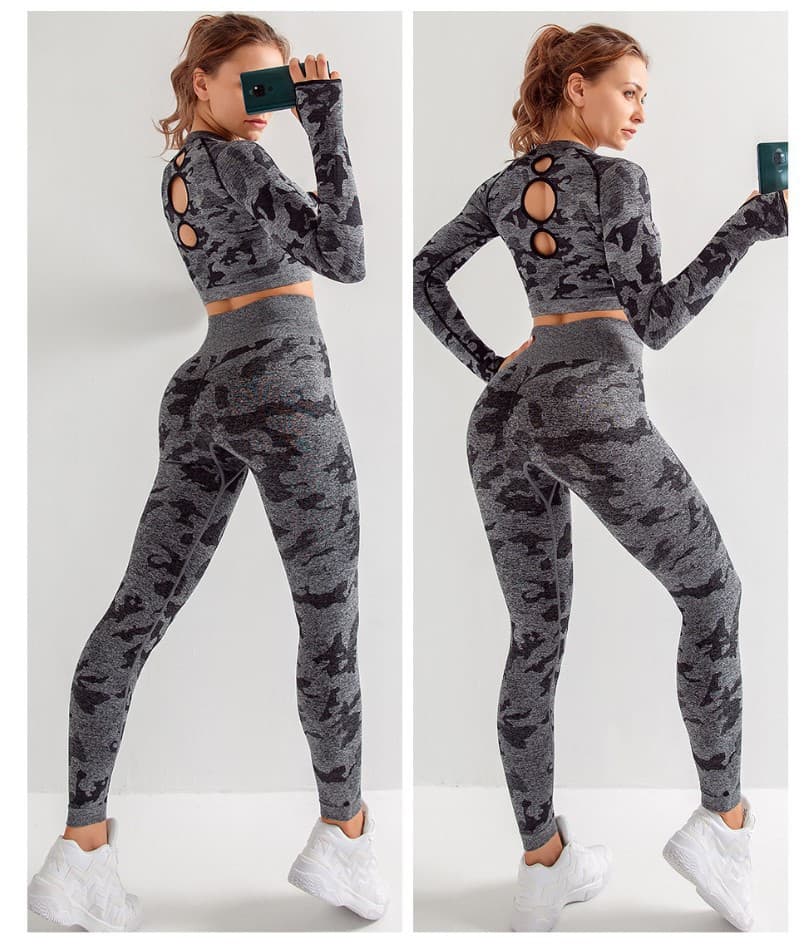 womens camouflage workout sets