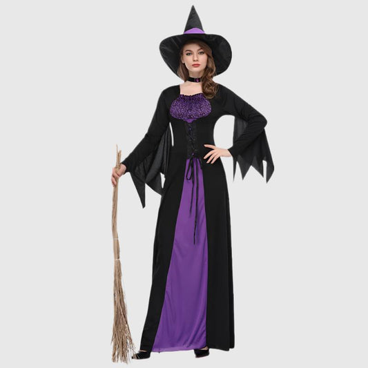 purple and black witch costume