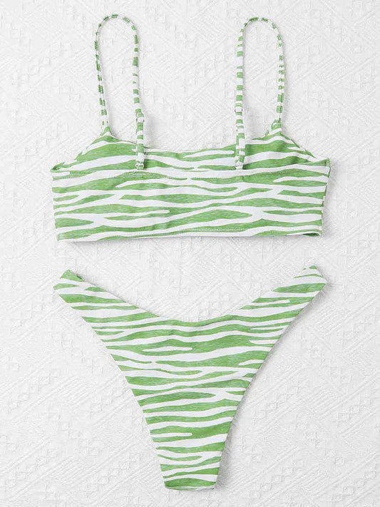 stripe bikini Green