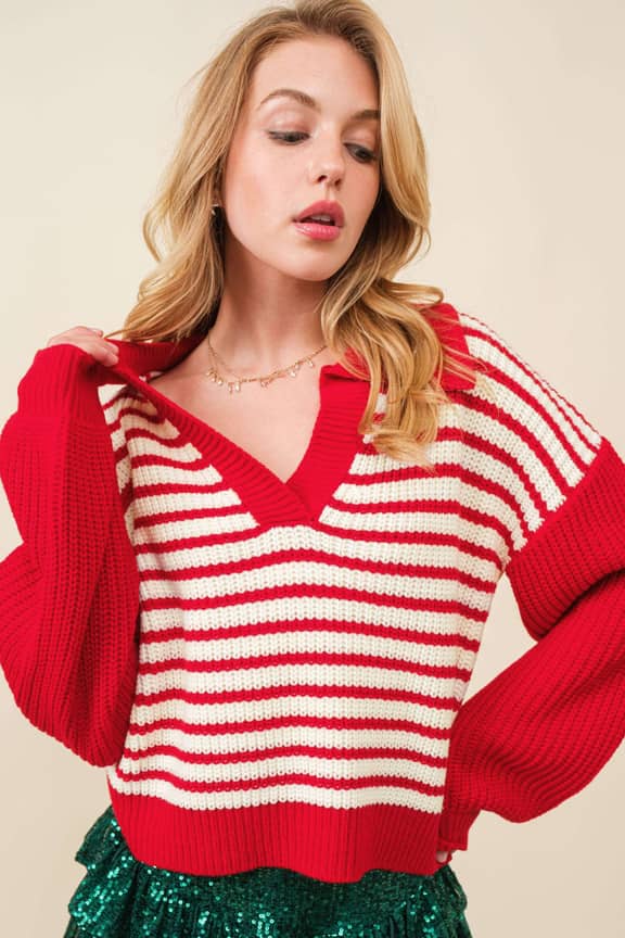 red striped sweater women's