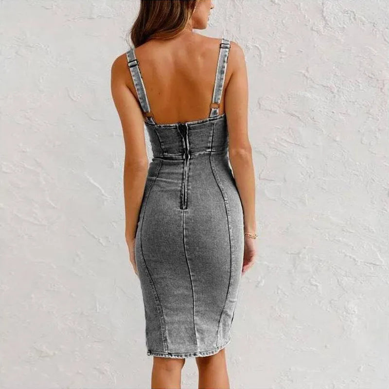 sleeveless womens denim dress