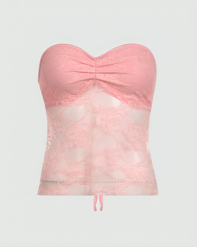 tube top lace Pink