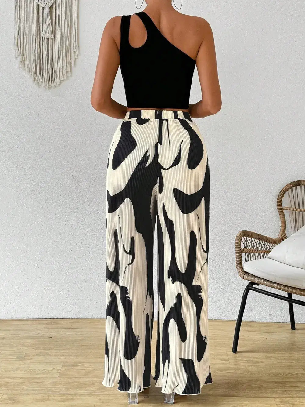 two piece wide leg pant set