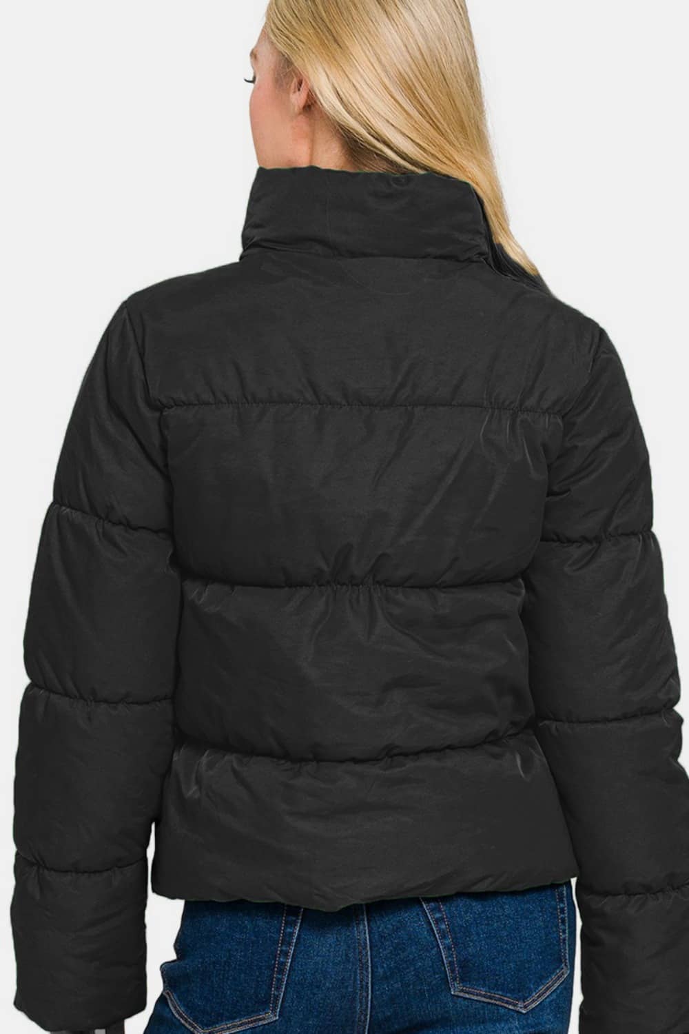 women's black puffer jacket