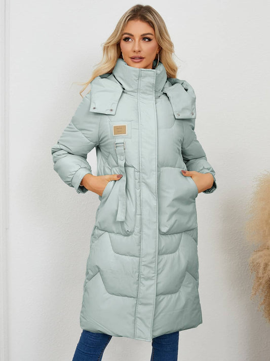 women's long puffer coat with hood​