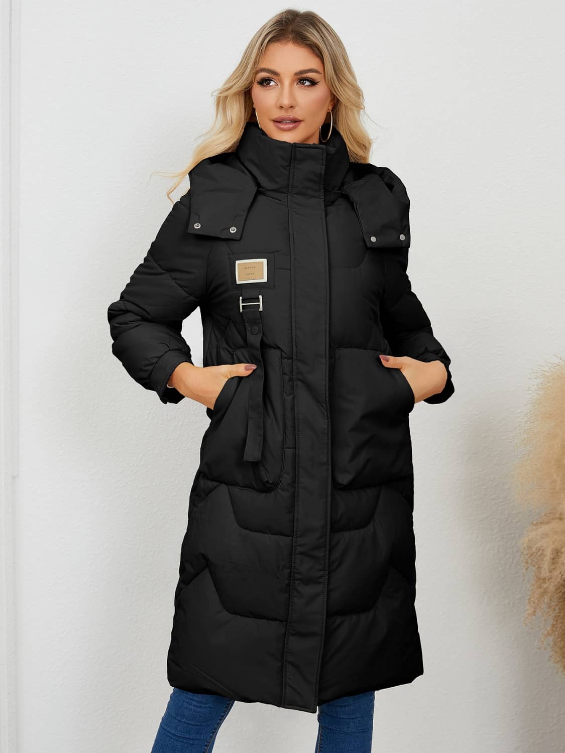 women's long puffer coat with hood​