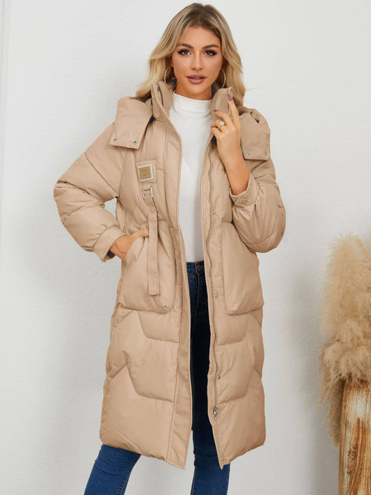 women's long puffer coat with hood​