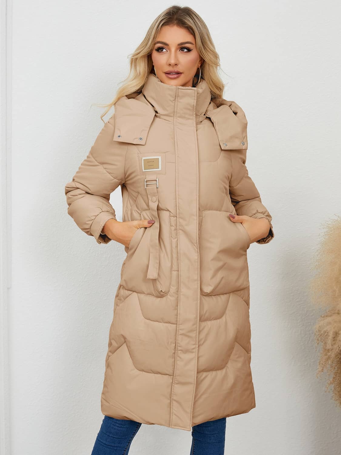 women's long puffer coat with hood​