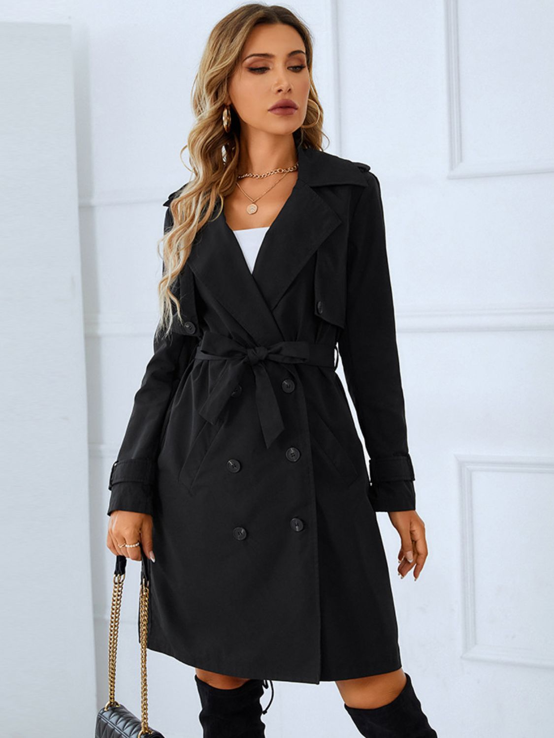 women's trench coat double breasted​