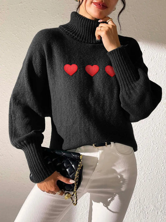 women's turtle neck sweater Black