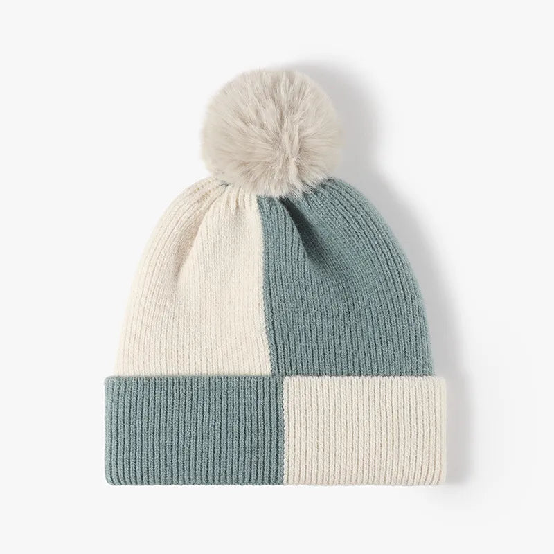 women's winter hat with pom pom Teal One Size