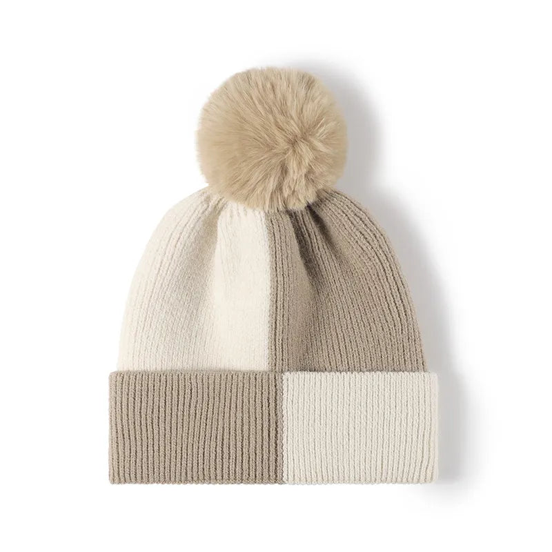 women's winter hat with pom pom Khaki One Size