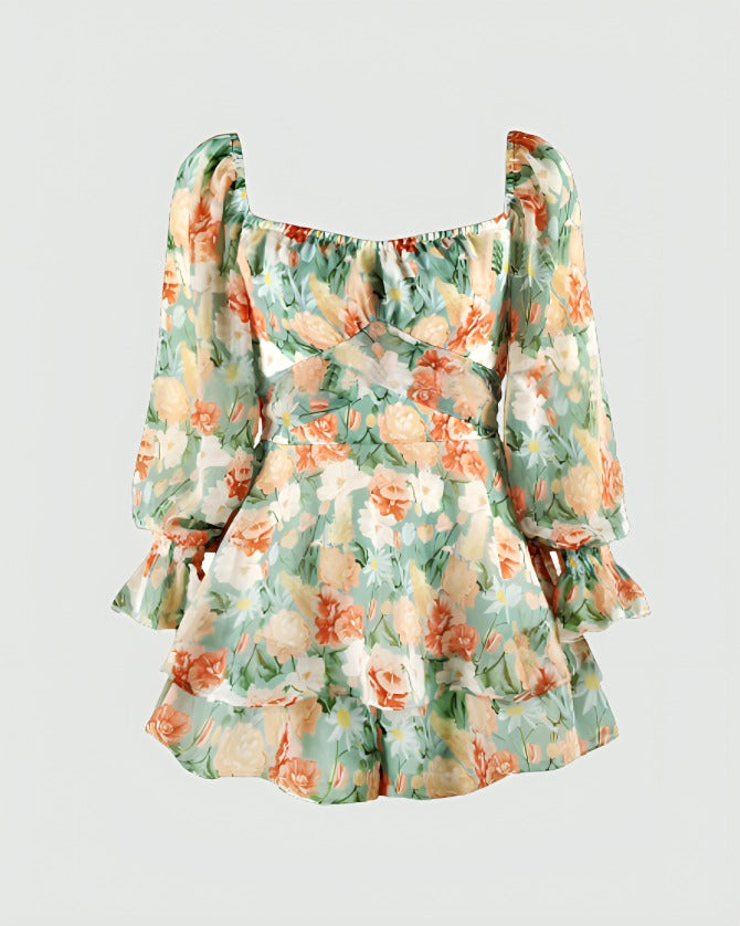 sweetheart neck floral dress