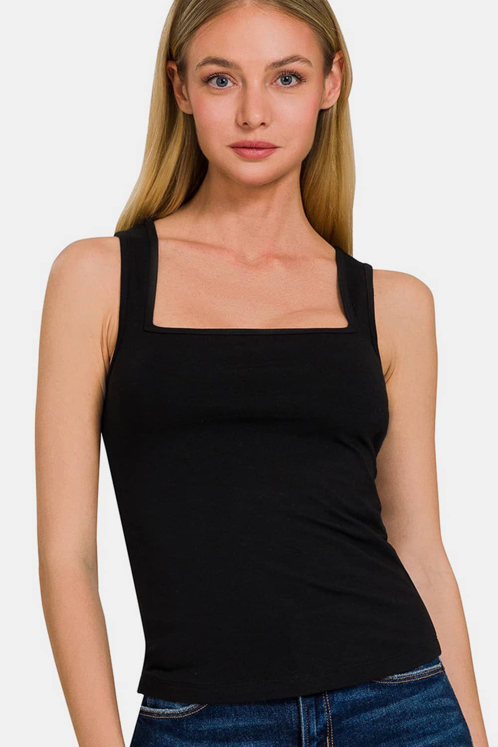 womens cotton tank top Black