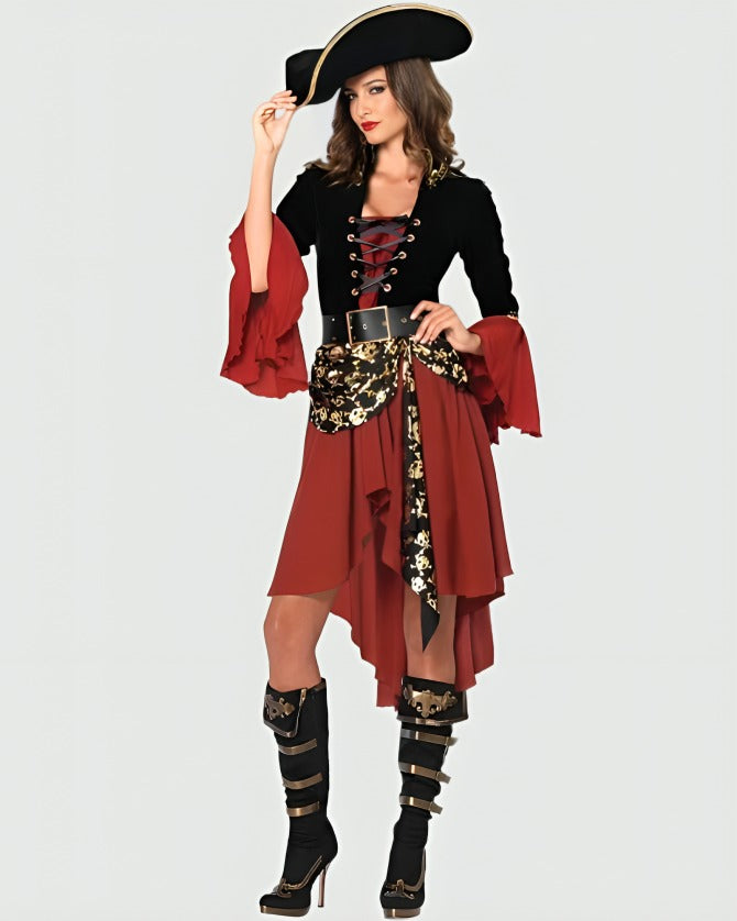 womens halloween pirate costume Red