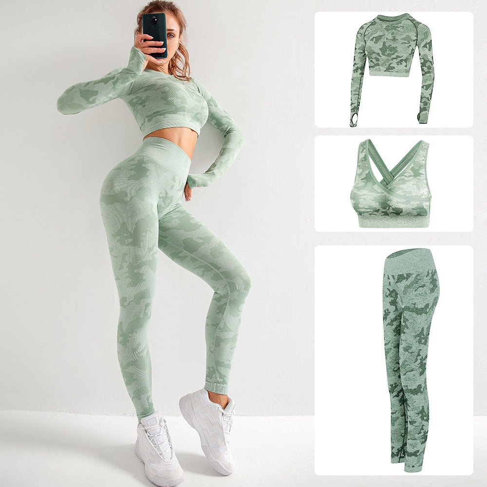 womens camouflage workout sets Light Green