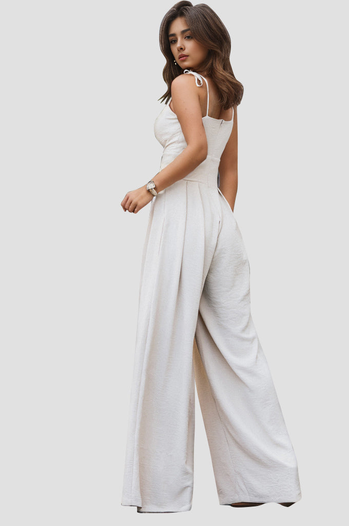 wide leg spaghetti strap jumpsuit