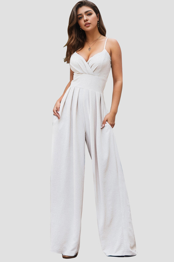 wide leg spaghetti strap jumpsuit