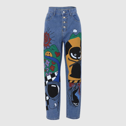 womens printed jeans