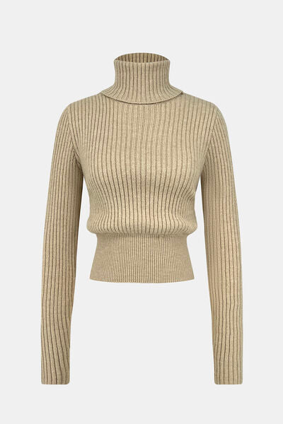 ribbed turtleneck sweater Khaki