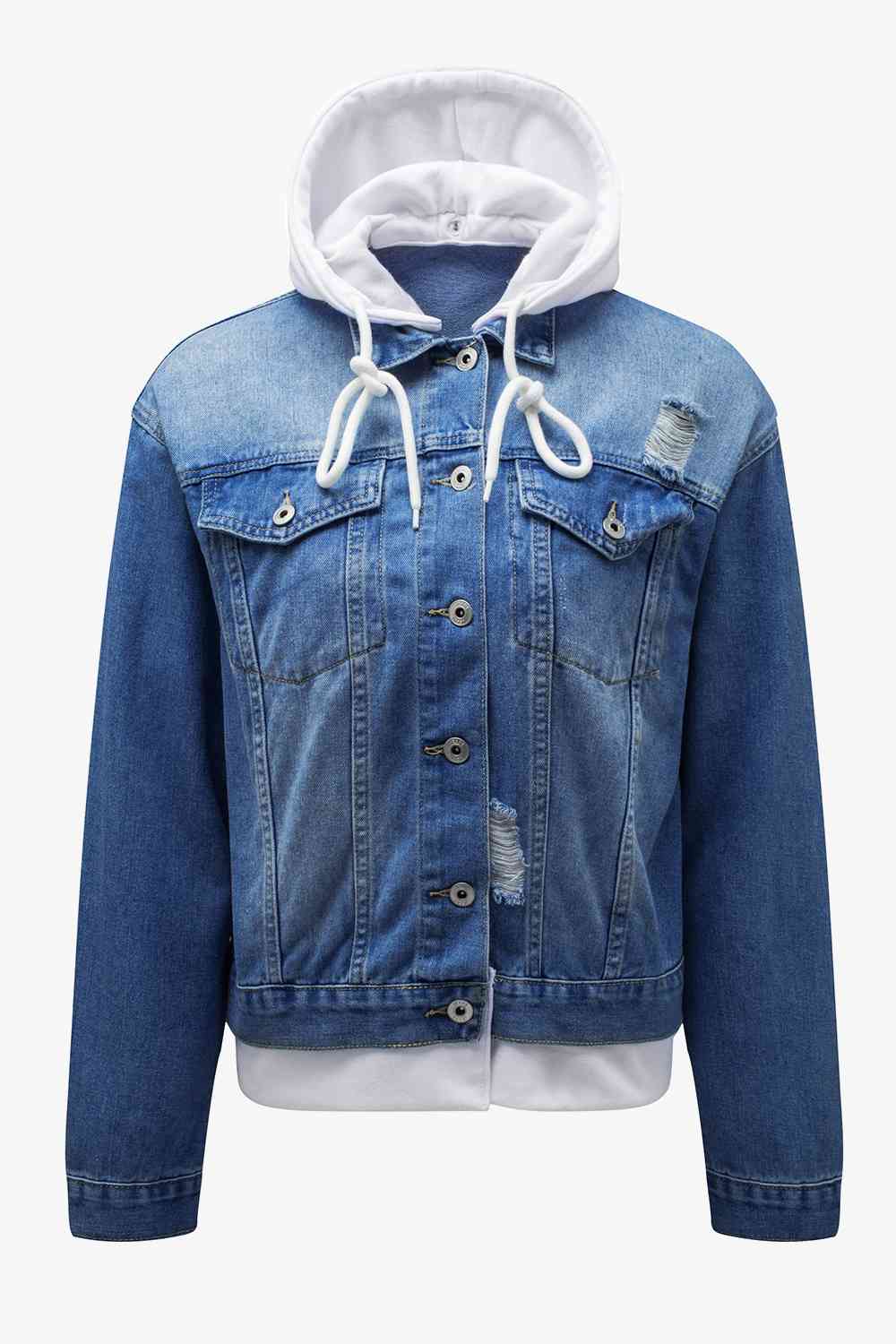 denim jacket with hoodie Blue